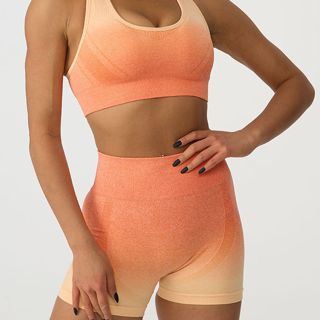 Sports bra and shorts for women from the Lavi Ambre Collection Orange
