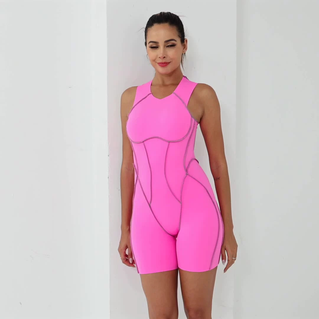 Jumpsuit with short sleeves from the Lavi Gym Passion collection Pink