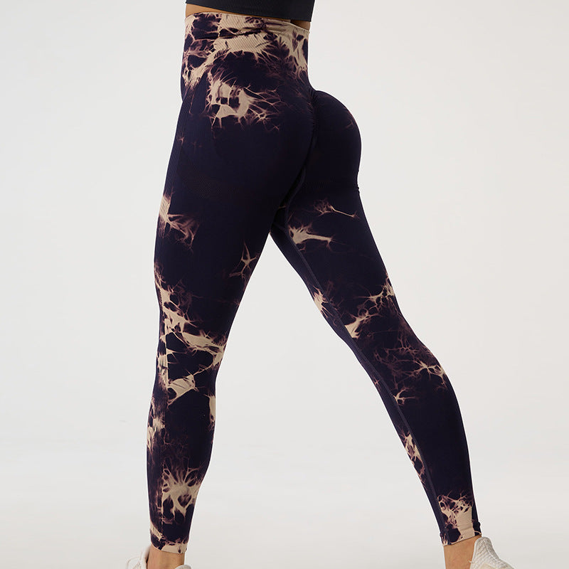 Leggings Marble D with push-up effect Dark Purple