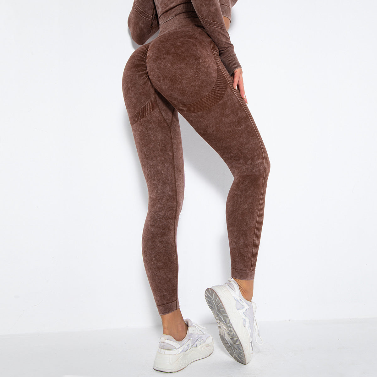 Women’s Seamless Push Up Gym Leggings With V Waist Coffee