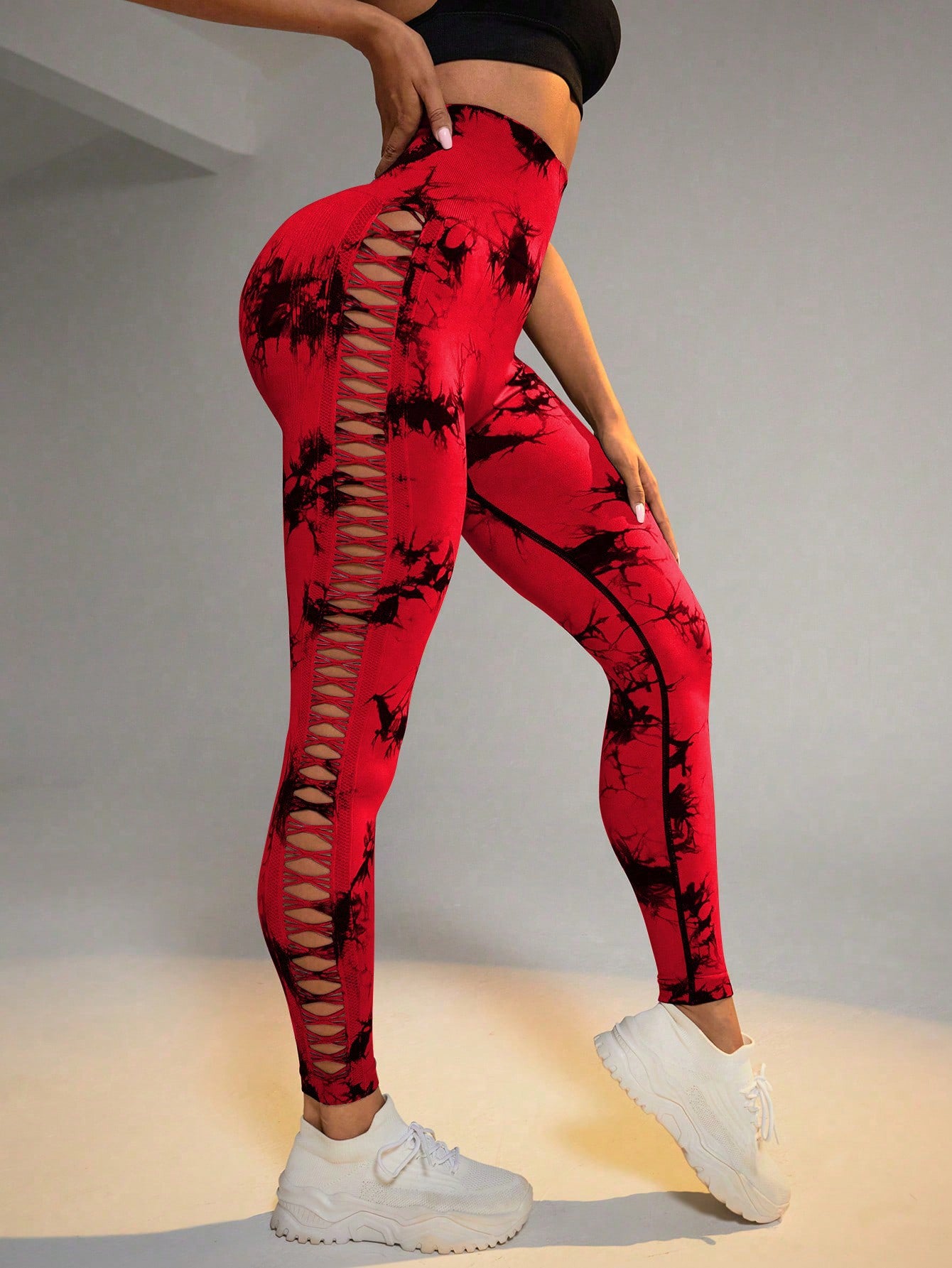 Marble leggings with push-up effect DSD collection Red