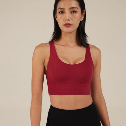 Lavi Gym Run Bra Collection - Red Wine, With Bust Support and Removable Inserts