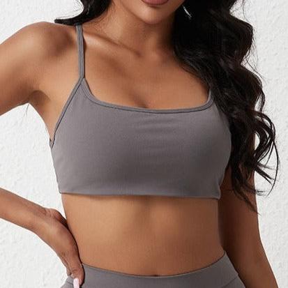 Lavi Elegance Collection Bra - Grey, Supportive & Stylish Sports Bra with Crossed Back Straps