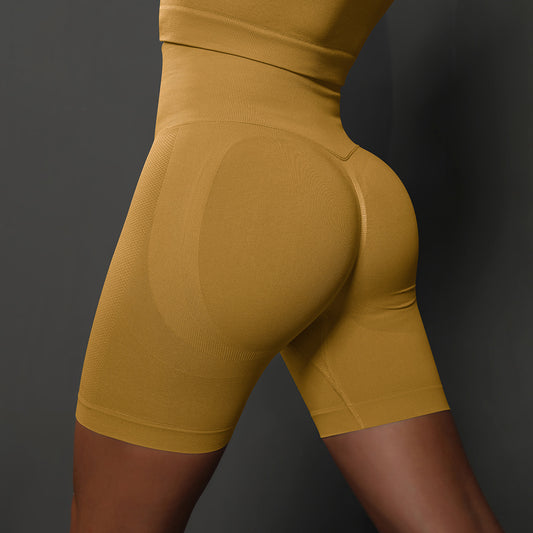Lavi Gym DPU Shorts Collection – Yellow, High V-Shaped Waistband Above the Buttocks