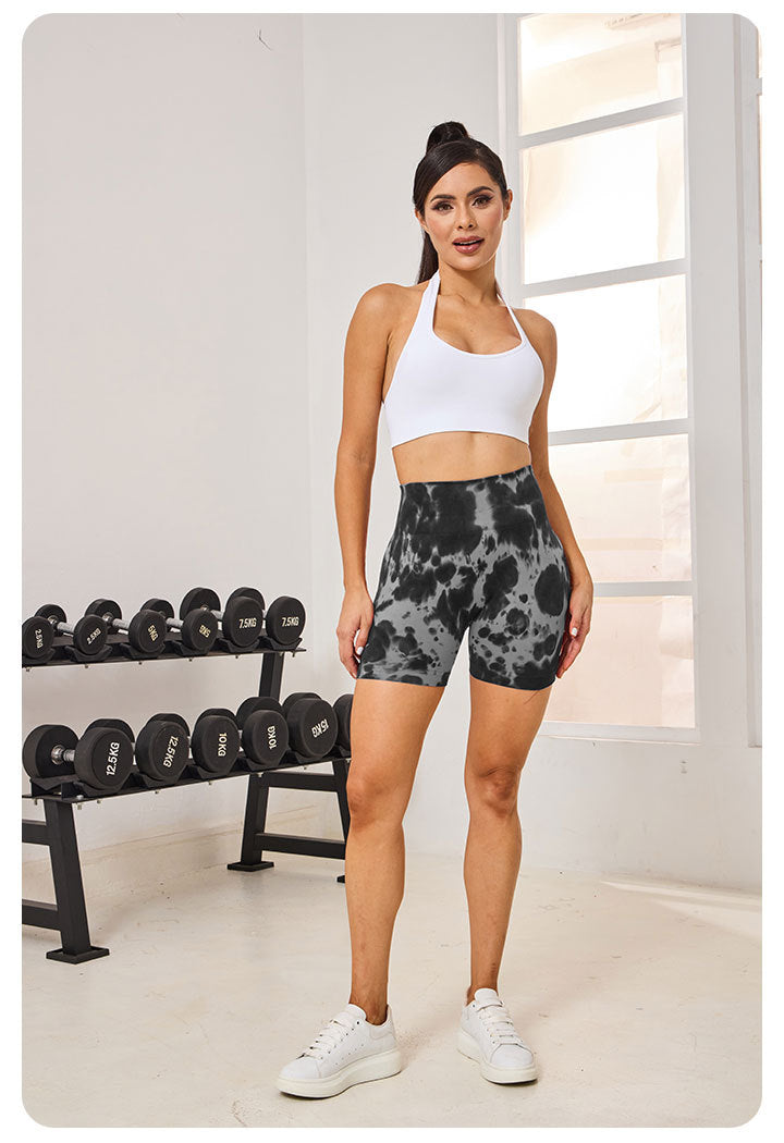 Lavi Gym Spotted Collection Shorts – Grau, mit Push-Up-Effekt und hohem Bund