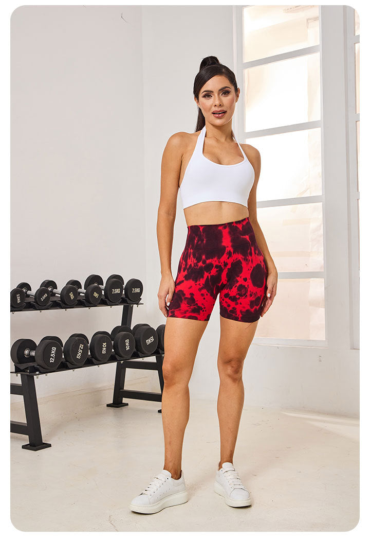 Lavi Gym Spotted Collection Shorts – Red, With Push-Up Effect and High Waistband