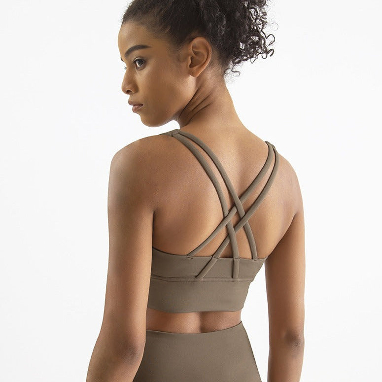 Lavi Gym Run Bra Collection - Brown, With Bust Support and Removable Inserts