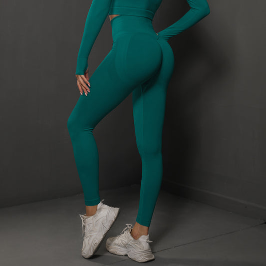 Lavi Gym DPU Leggings Collection – Green, High V-Shaped Waistband Above the Buttocks