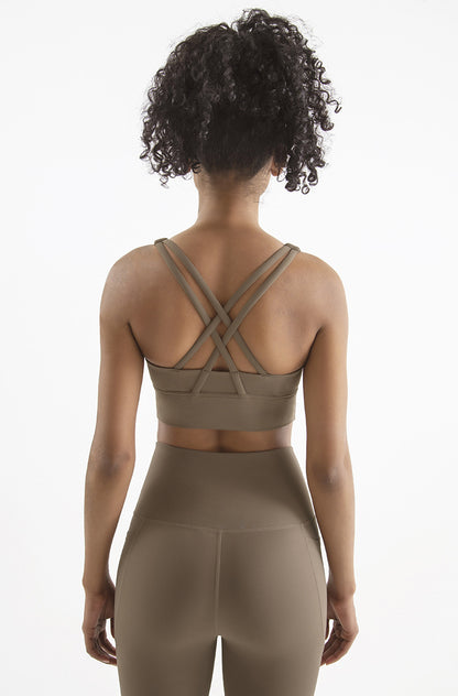 Lavi Gym Run Bra Collection - Brown, With Bust Support and Removable Inserts