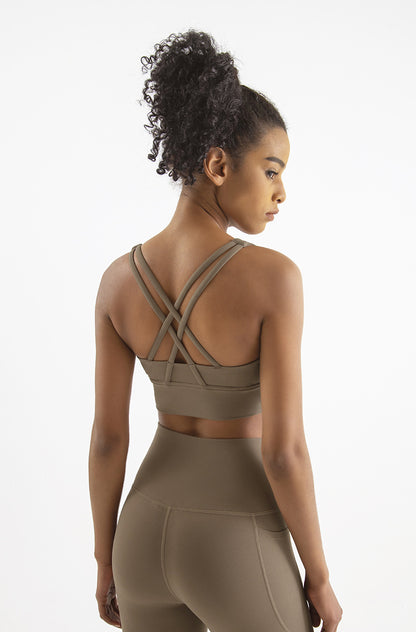 Lavi Gym Run Bra Collection - Brown, With Bust Support and Removable Inserts