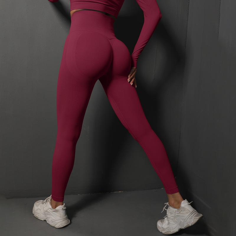 Lavi Gym DPU Leggings Collection – Red Wine, High V-Shaped Waistband Above the Buttocks