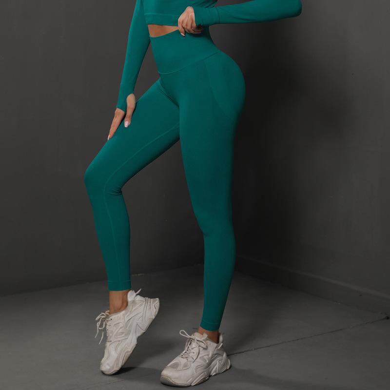 Lavi Gym DPU Leggings Kollektion – Grün, Hoher V-förmiger Bund über dem Gesäß