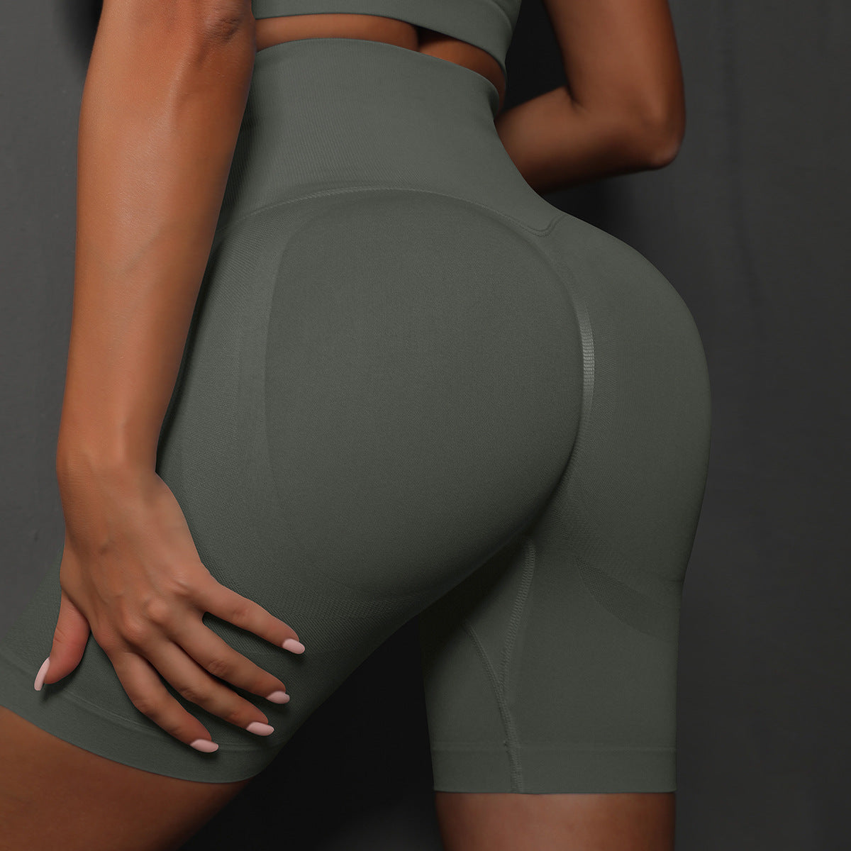 Lavi DPU Shorts Collection – Graphite, High V-Shaped Waistband Above the Buttocks