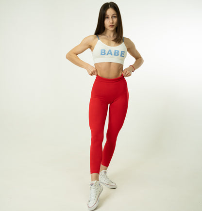 Lavi Harmony Collection - Red Smooth Leggings with High and V-Shaped Waistband Above the Glutes