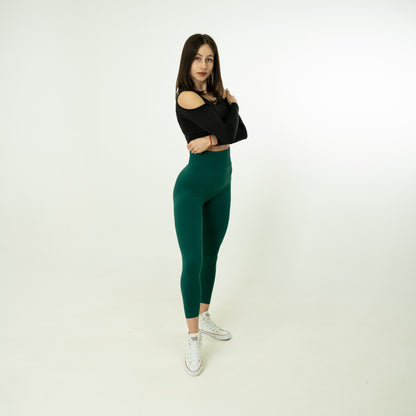 Lavi Harmony Collection - Green Smooth Leggings with High and V-Shaped Waistband Above the Glutes