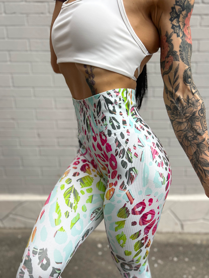 Lavi Gym Leo Kollektion – Weiße Leggings mit hohem Bund