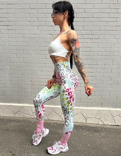 Lavi Gym Leo Kollektion – Weiße Leggings mit hohem Bund