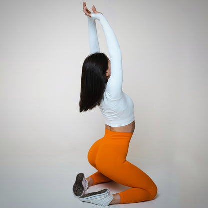 Lavi Harmony Collection - Orange Smooth Leggings with High and V-Shaped Waistband Above the Glutes