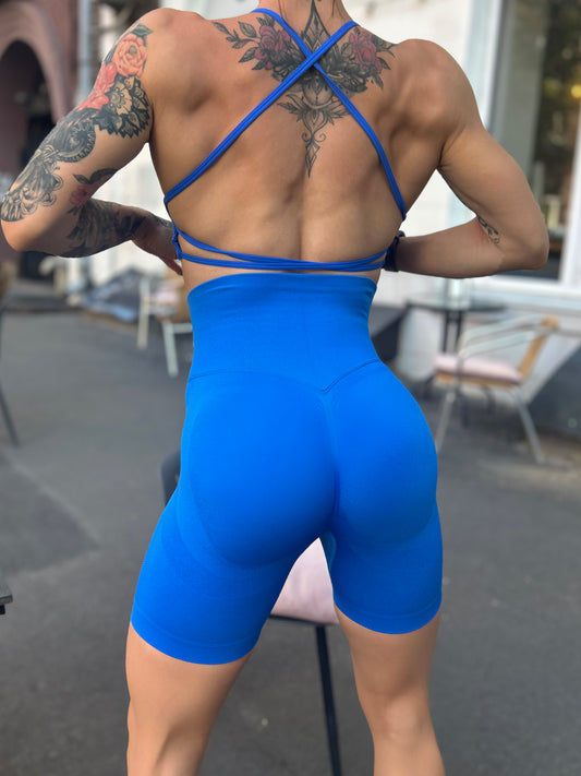 Lavi DPU Shorts Collection – Bright Blue, High V-Shaped Waistband Above the Buttocks