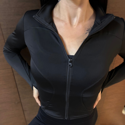 Long rashguard with zipper from the Lavi Gym collection.(Black)