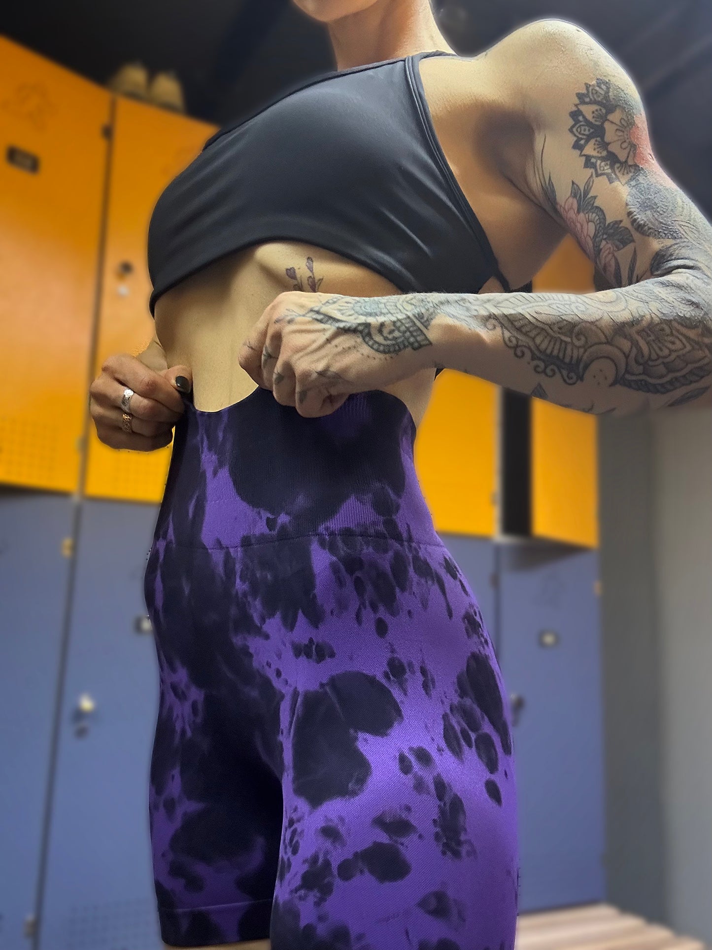 Lavi Gym Spotted Collection Shorts – Violet, With Push-Up Effect and High Waistband