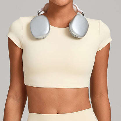 Lavi Gym Tops – Short Sleeves Beige