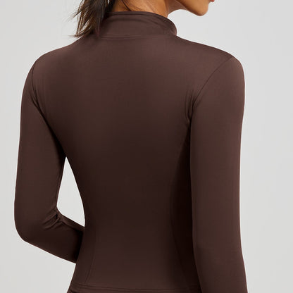 Long rashguard with zipper from the Lavi Gym collection Brown