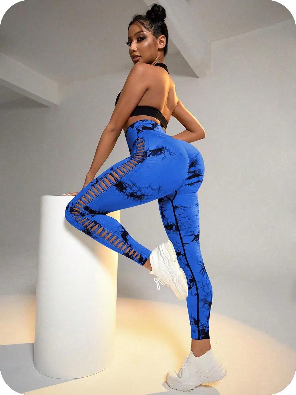 Blue leggings Marble DS with push-up effect