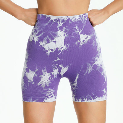 Lavi Gym Marble Collection Shorts – Violet, With Push-Up Effect and High Waistband