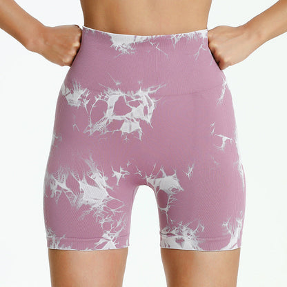 Lavi Gym Marble Collection Shorts – Pink, With Push-Up Effect and High Waistband