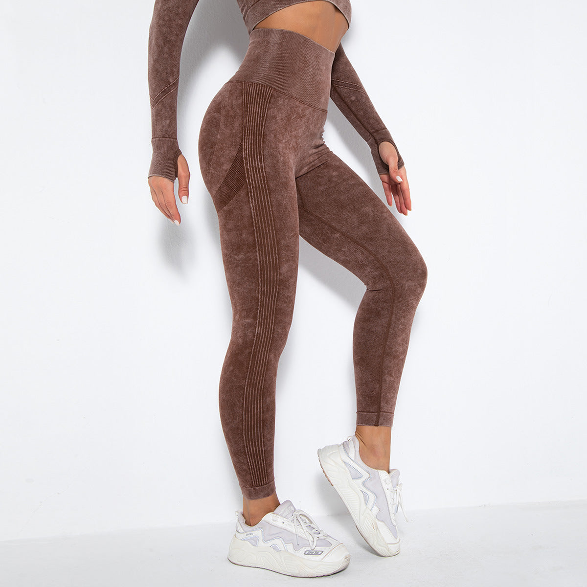 Women’s Seamless Push Up Gym Leggings With V Waist Coffee