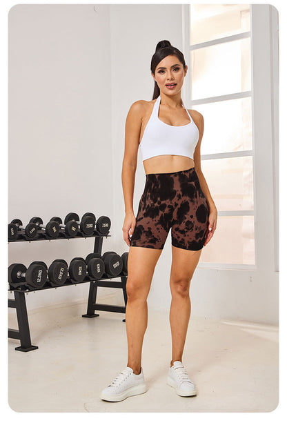 Lavi Gym Spotted Collection Shorts – Brown, With Push-Up Effect and High Waistband