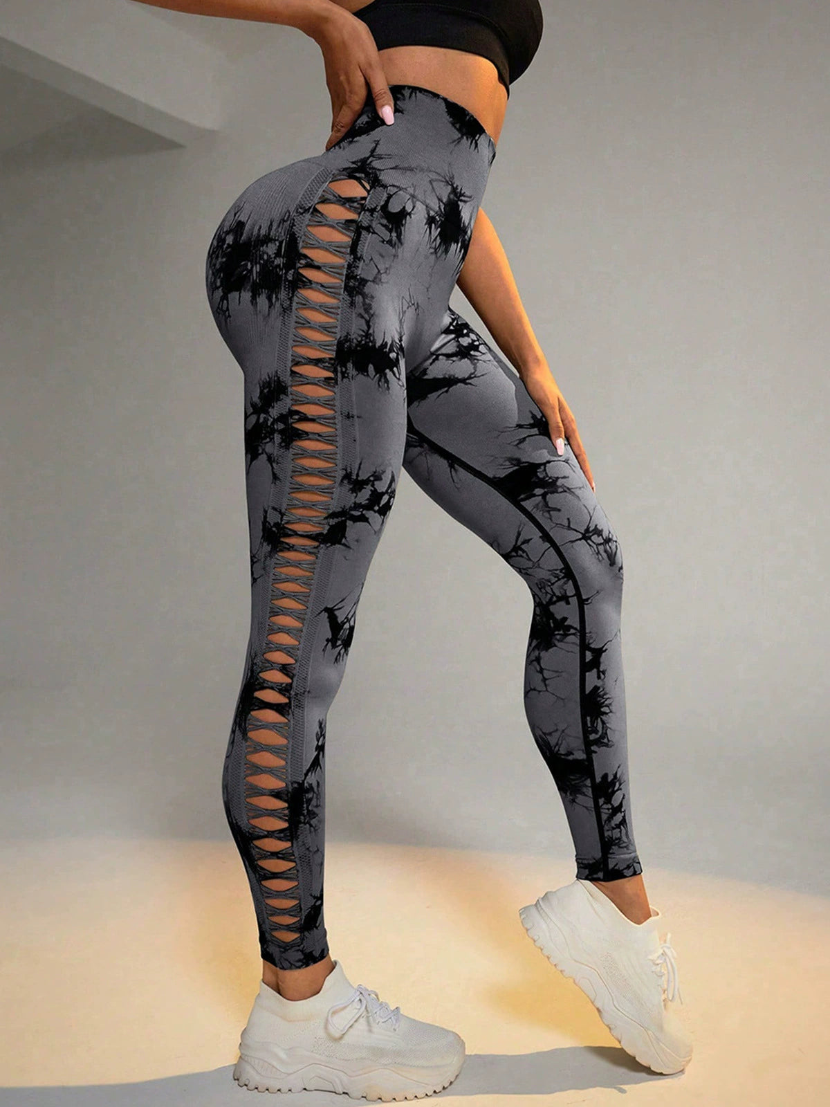 Grey leggings Marble DS with push-up effect