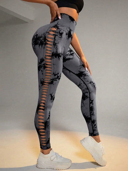 Armeegrüne Leggings Marble D mit Push-Up-Effekt