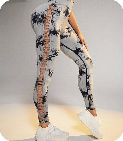 Armeegrüne Leggings Marble D mit Push-Up-Effekt