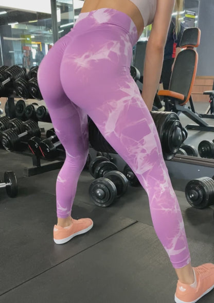 Light purple leggings Marble W collection with push-up effect