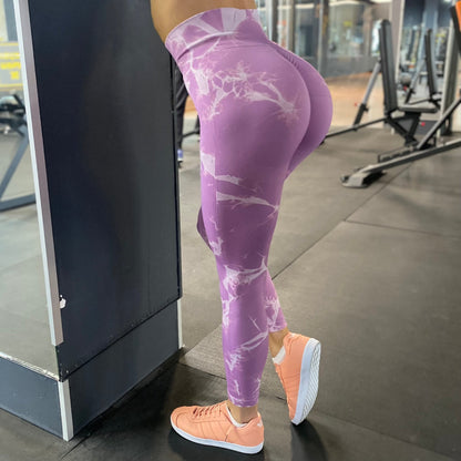 Light purple leggings Marble W collection with push-up effect