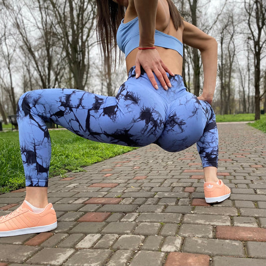 Blue leggings Marble D with push-up effect