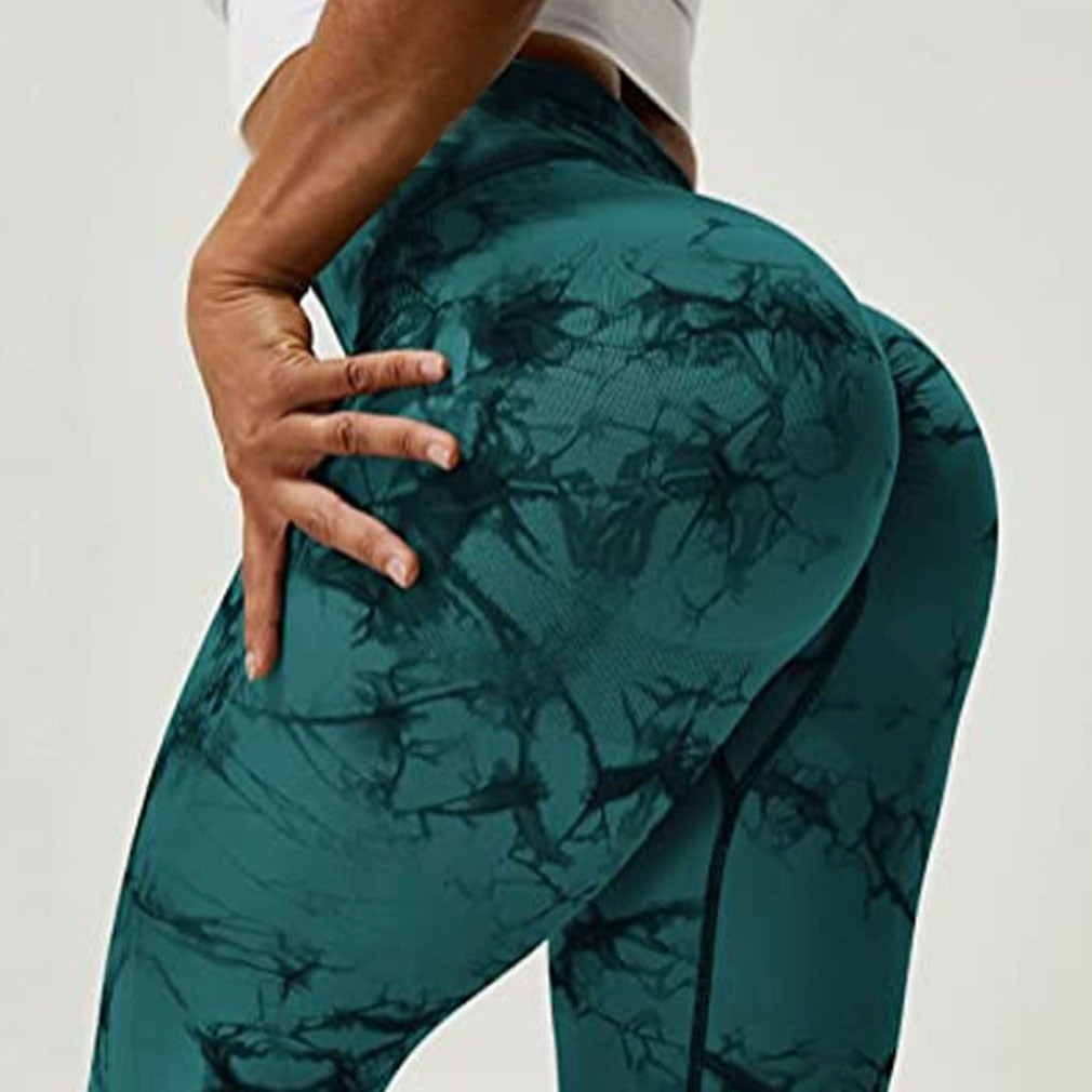 Leggings Marble D with push-up effect Dark green