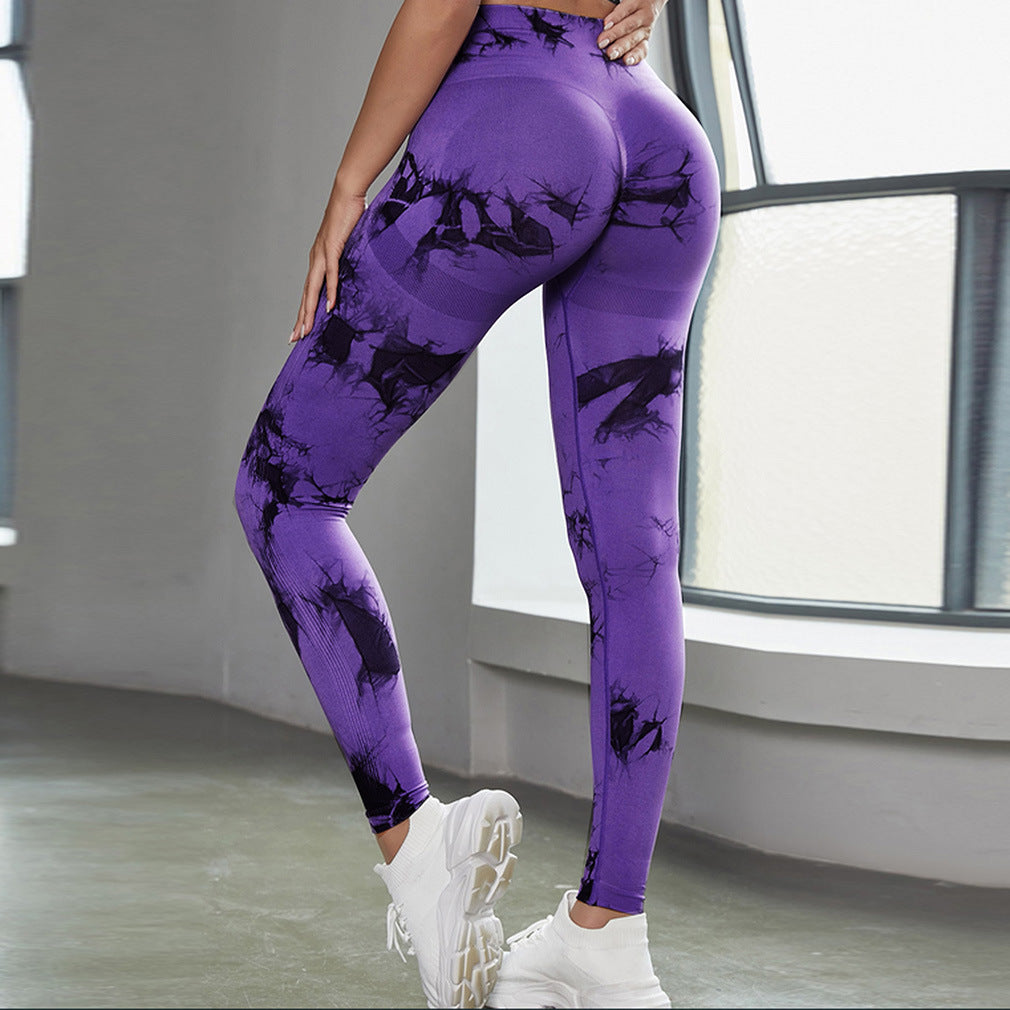 Leggings Marble D with push-up effect Purple
