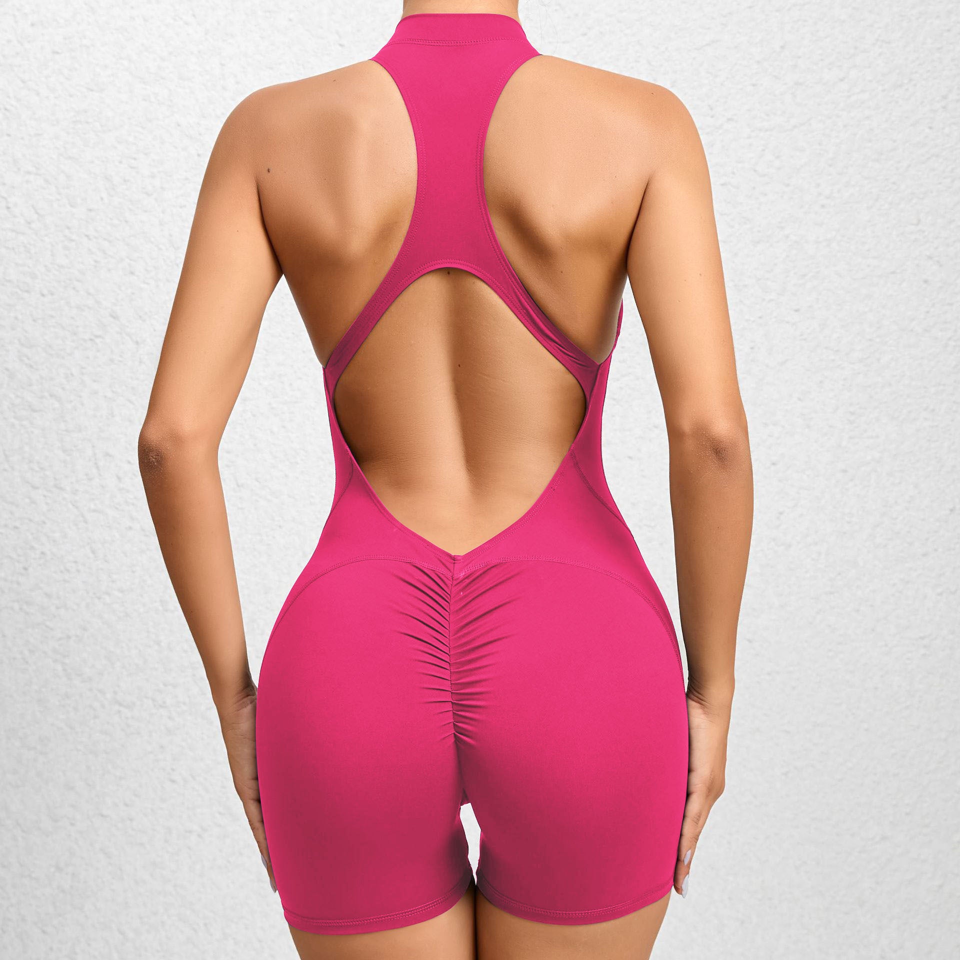 Jumpsuit with an open back with a push-up effect from the Lavi Passion collection. Rose Red