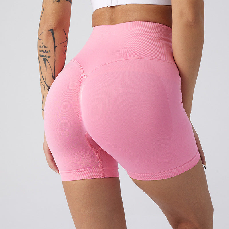 Lavi Gym Harmony Collection – Pink Smooth Shorts with High V-Shaped Waistband Above the Glutes