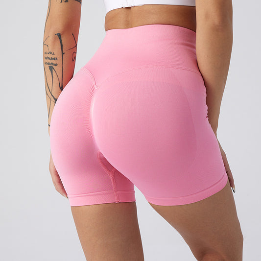 Lavi Gym Harmony Collection – Rosa glatte Shorts mit hohem V-förmigem Bund über dem Gesäß