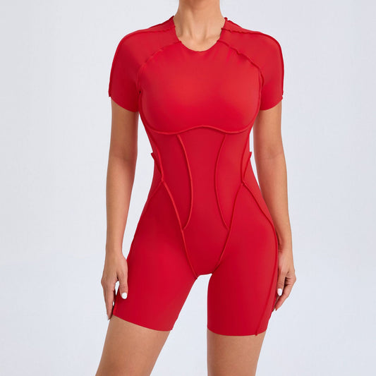 Jumpsuit with short sleeves and push-up effect from the Lavi Passion collection Red