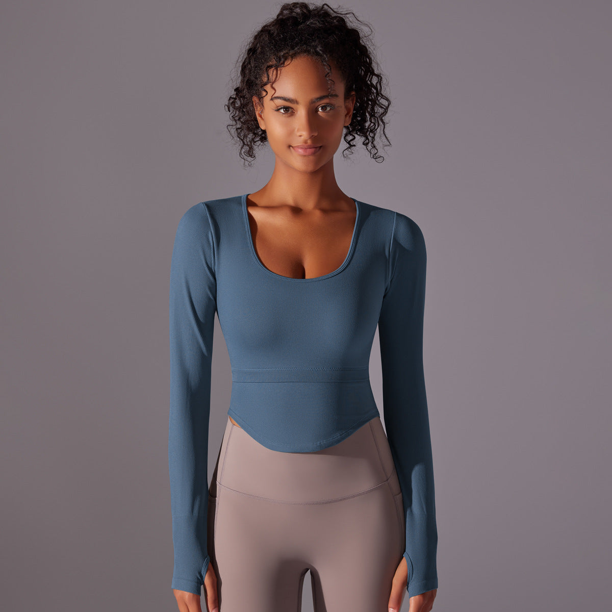 Long-sleeved women's fitness clothes Long Sleeve-Code Blue