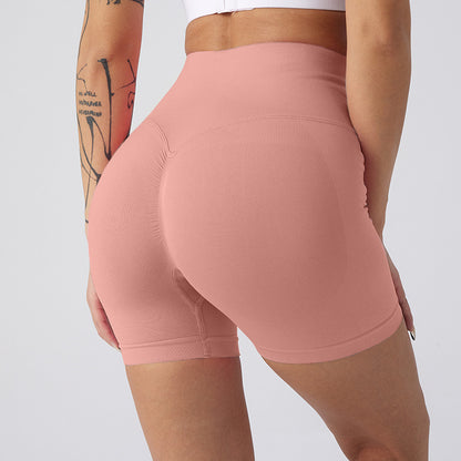 Lavi Gym Harmony Collection – Rose Smooth Shorts with High V-Shaped Waistband Above the Glutes