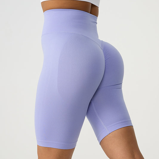 Lavi Gym Harmony Collection - Lavender Smooth Long Shorts with High V-Shaped Waistband Above the Glutes