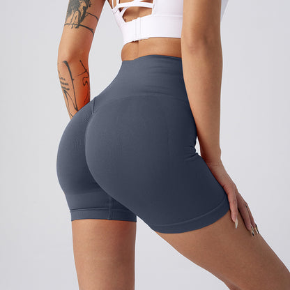 Lavi Gym Harmony Collection – Navy Blue Smooth Shorts with High V-Shaped Waistband Above the Glutes