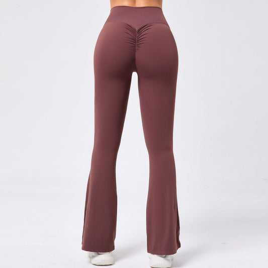 Lavi Collection -Smooth Flared Leggings Brown