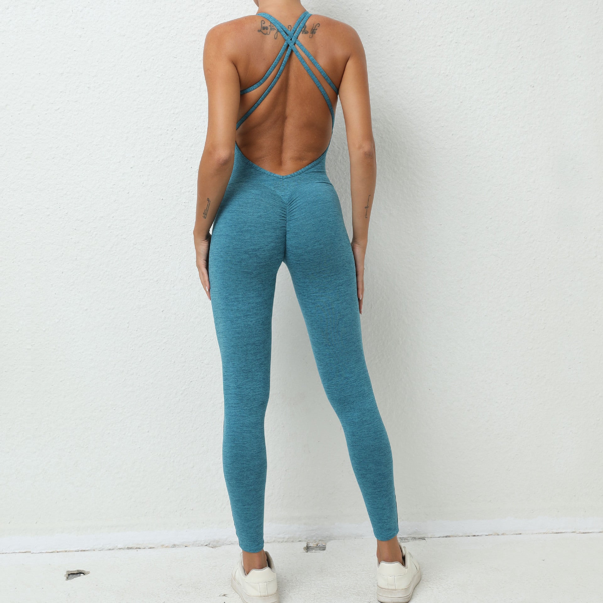 Jumpsuit with an open back with a push-up effect from the Lavi LILY collection. Sea blue